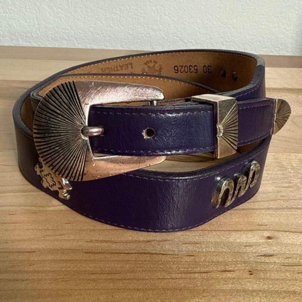 Silver Creek Leegin Purple Leather Western Belt Southwest Concho 30
